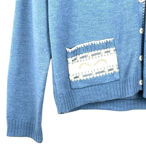 Vintage Y2K Liz Claiborne Lizwear Blue & Cream Wool-blend Sweater Set Size Large - Picture 6 of 15